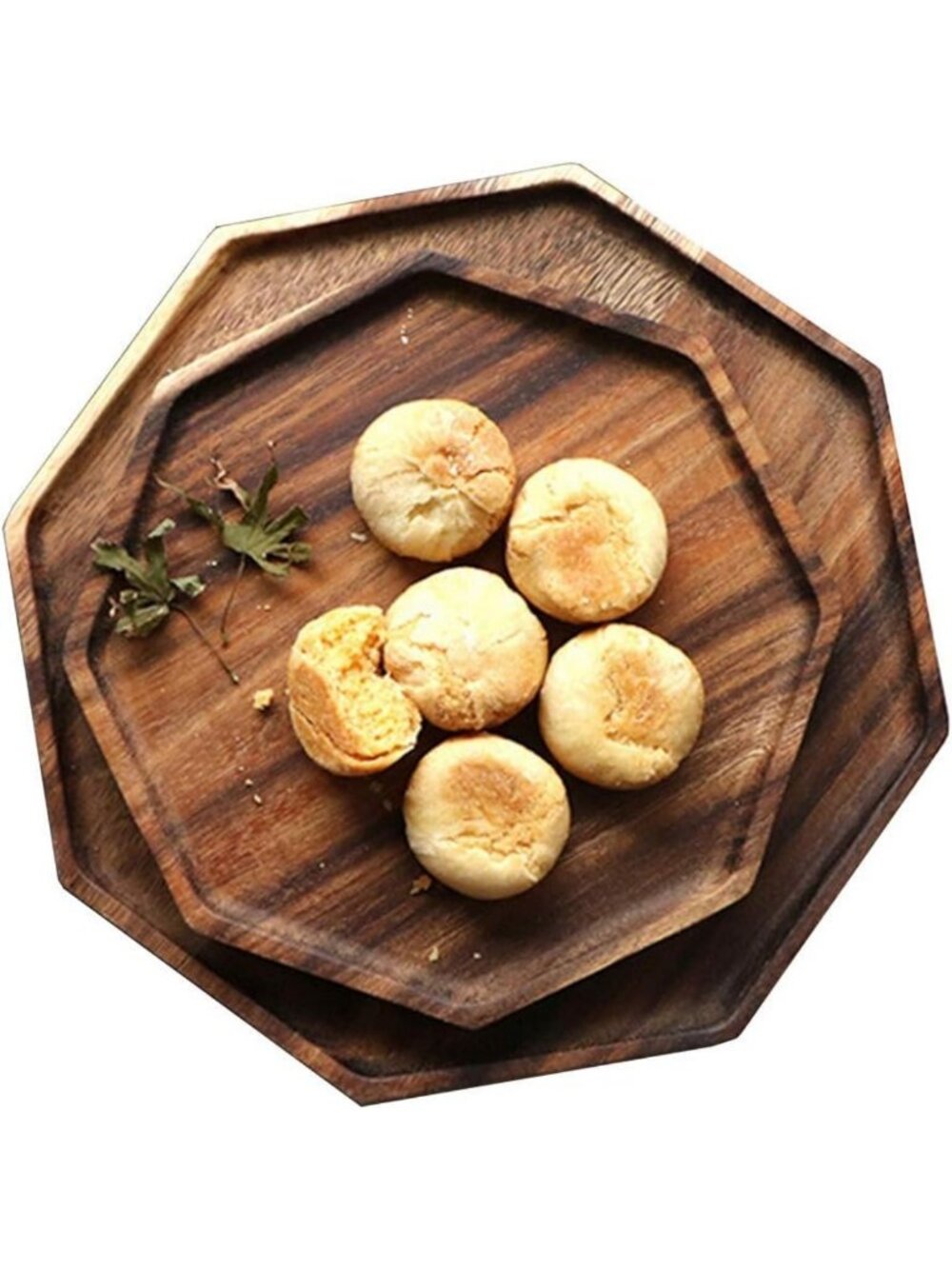 Set of 2 Acacia Wooden Serving Trays | Round & Square Charcuterie Boards for